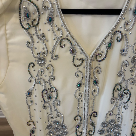 Dubai Moroccan Kaftan Arabic Abaya Maxi Hand Beaded Caftan Farasha Floor Length - Picture 5 of 10